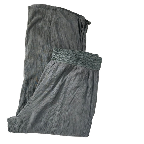 Soft Surroundings Pants Womens Size PL Pull On Gauze Green Wide Legs Coastal - Picture 3 of 11